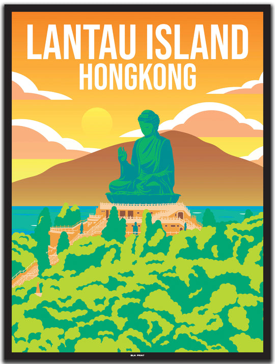 vintage travel poster hongkong #30x40cm-black-color-border