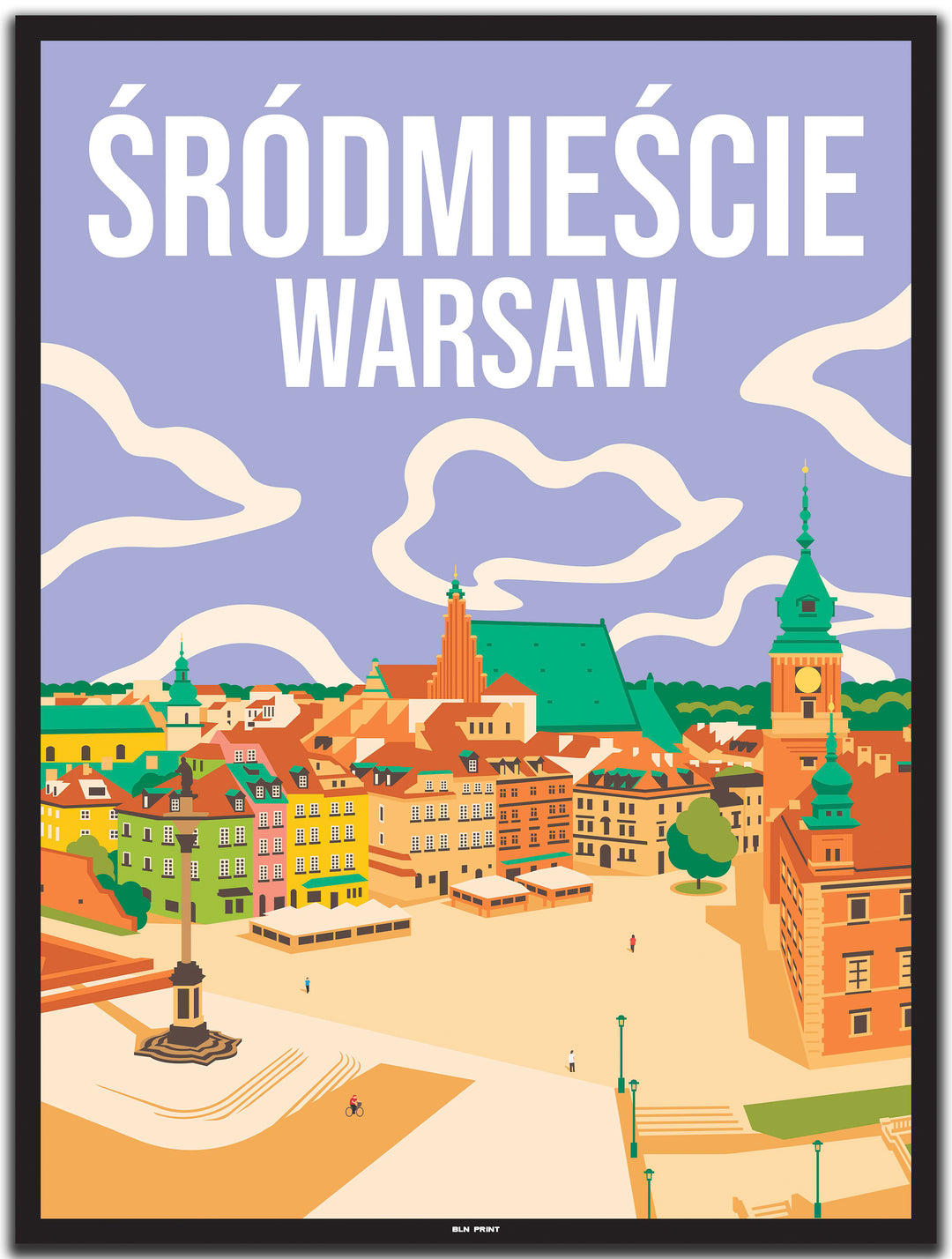 vintage warschau poster shop #30x40cm-schwarzer-farbrand