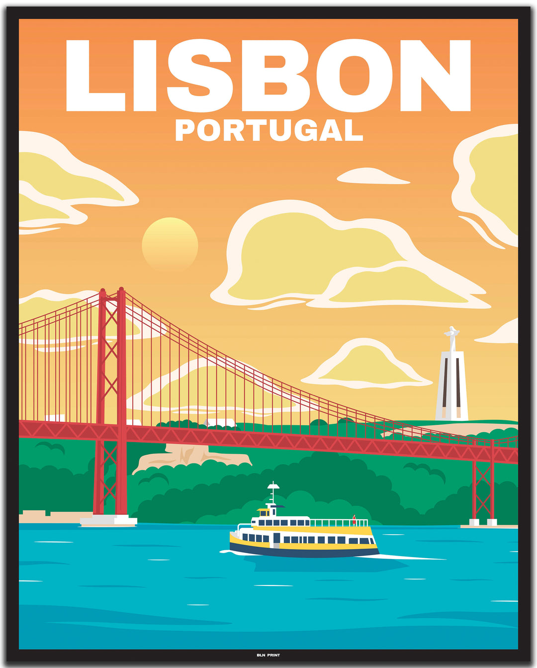 vintage travel poster lissabon #40x50cm-schwarzer-farbrand