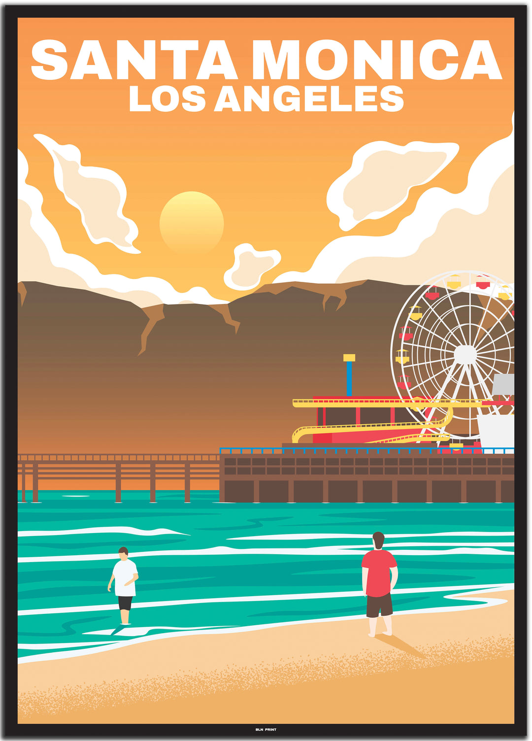 vintage travel poster Los Angeles #50x70cm-schwarzer-farbrand