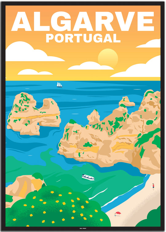 vintage travel poster algarve #50x70cm-schwarzer-farbrand