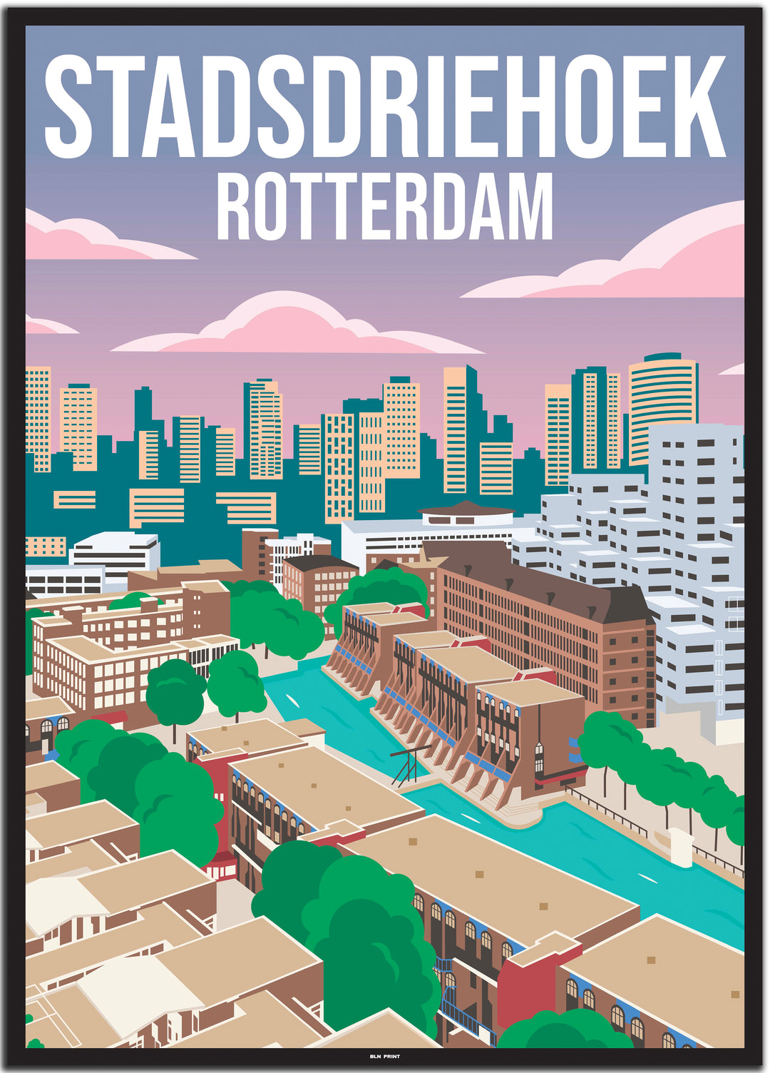 vintage travel poster rotterdam #50x70cm-schwarzer-farbrand