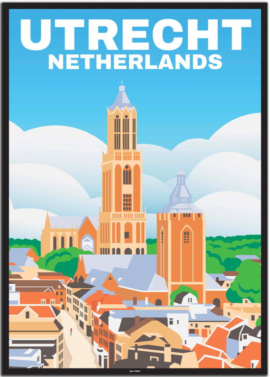 vintage travel poster utrecht #50x70cm-schwarzer-farbrand