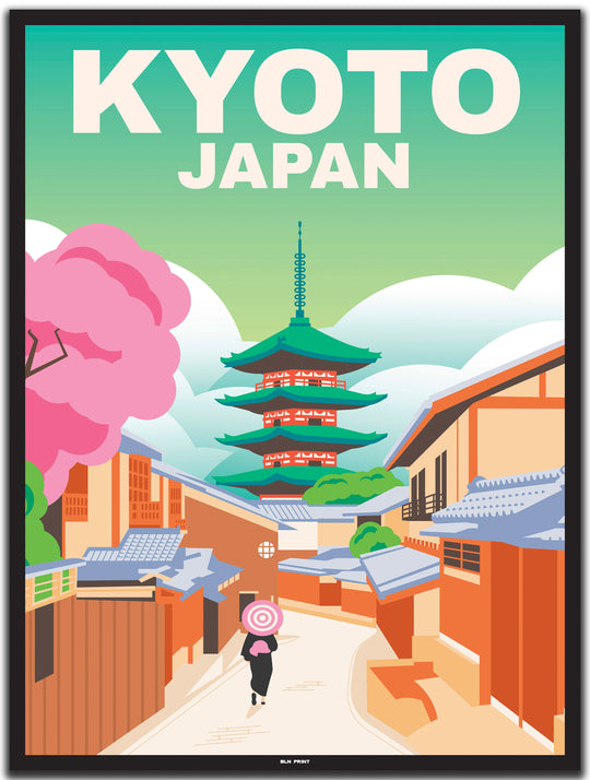 vintage kyoto poster shop #30x40cm-schwarzer-farbrand