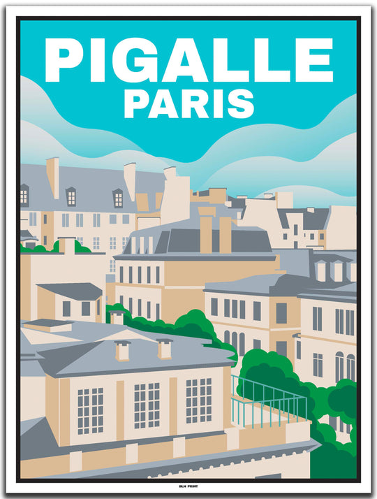 vintage kunstdruck poster South Pigalle Paris #30x40cm-weier-farbrand