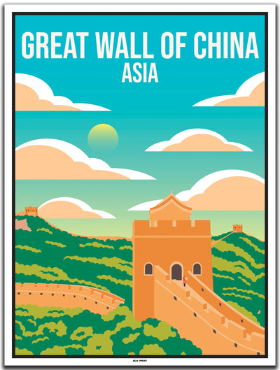 vintage kunstdruck travel poster Great Wall of China Peking #30x40cm-weier-farbrand