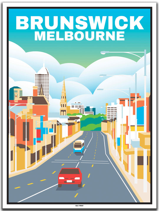 vintage travel poster Melbourne #30x40cm-white-color-border