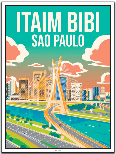 vintage travel poster sao paulo #30x40cm-white-color-border