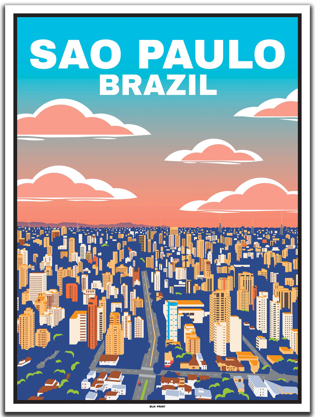 vintage kunstdruck travel poster Sao Paulo #30x40cm-weier-farbrand