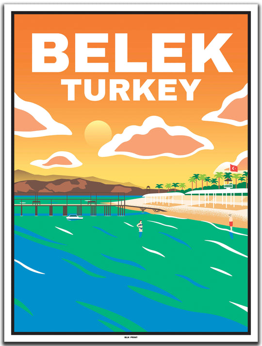 vintage kunstdruck travel poster antalya #30x40cm-weier-farbrand