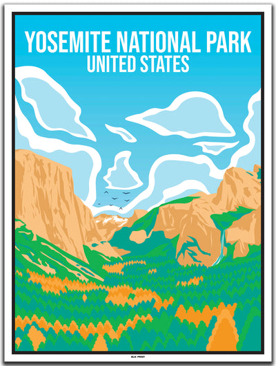 vintage kunstdruck travel poster Yosemite National Park San Fransisco #30x40cm-weier-farbrand