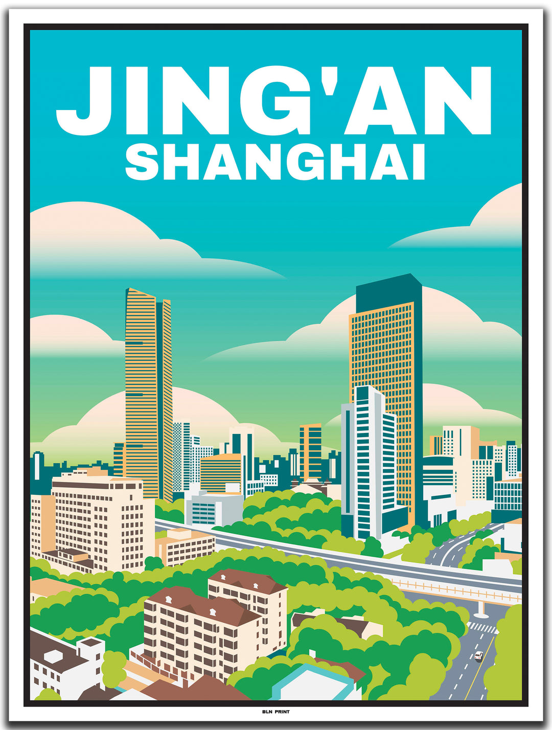 vintage travel poster shanghai #30x40cm-white-color-border