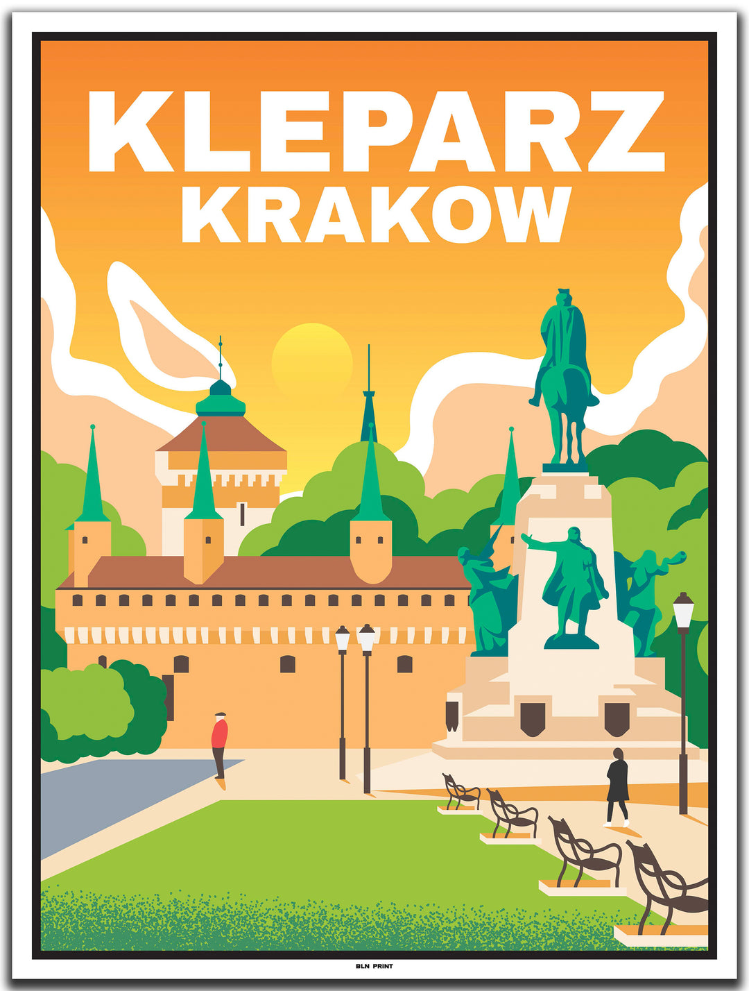 vintage travel poster krakow #30x40cm-white-color-border