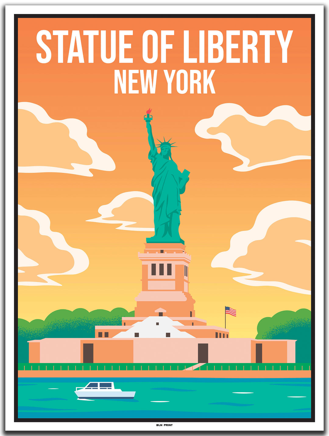 vintage travel poster New York #30x40cm-white-color-border