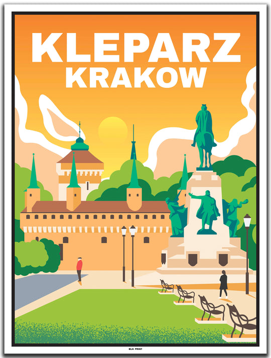 vintage kunstdruck travel poster Krakau #30x40cm-weier-farbrand