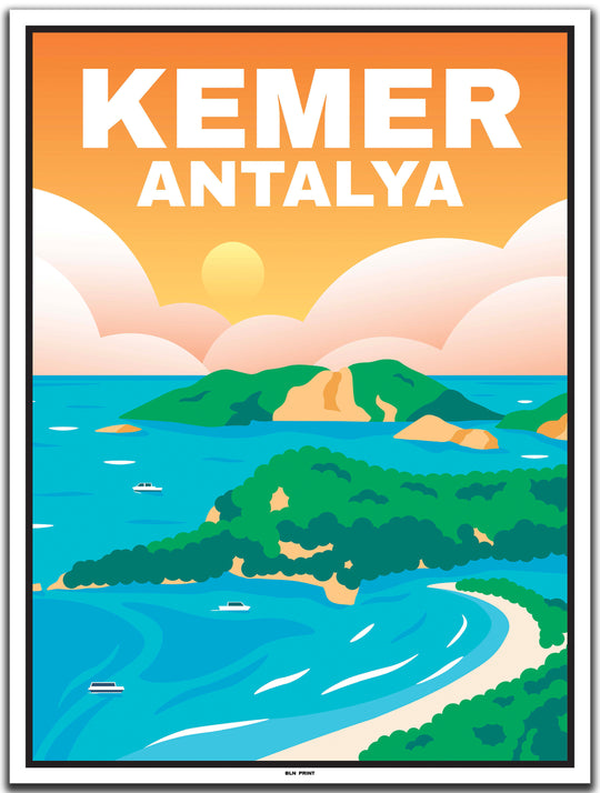 vintage travel poster antalya #30x40cm-white-color-border