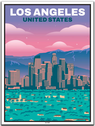 vintage kunstdruck travel poster downtown Los Angeles #30x40cm-weier-farbrand