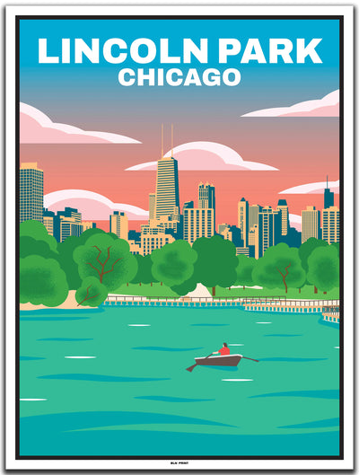 vintage kunstdruck travel poster Lincoln Park Chicago #30x40cm-weier-farbrand