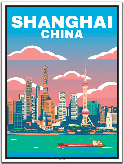 vintage kunstdruck travel poster Shanghai #30x40cm-weier-farbrand