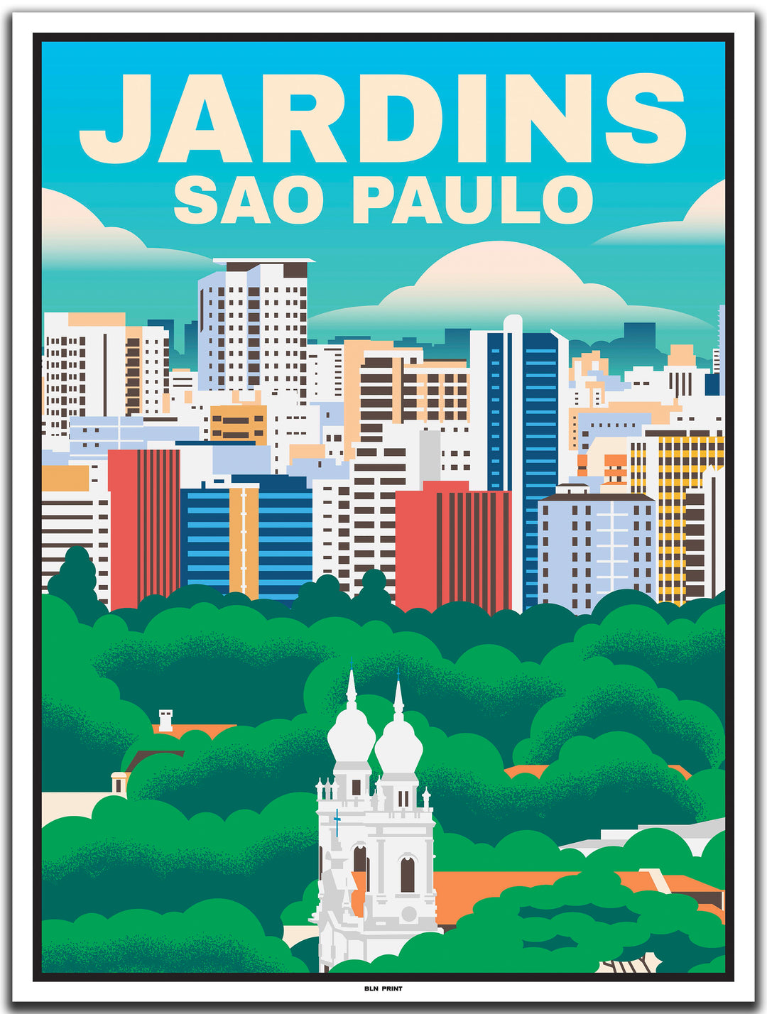 vintage kunstdruck travel poster Sao Paulo #30x40cm-weier-farbrand