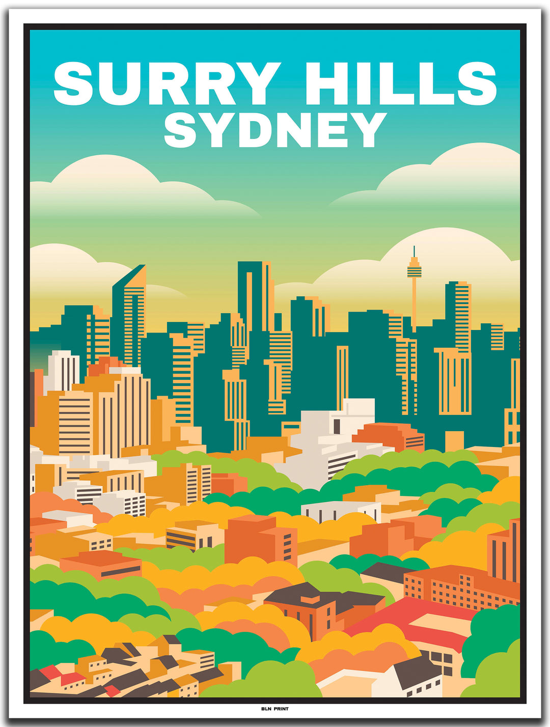 vintage travel poster sydney #30x40cm-white-color-border