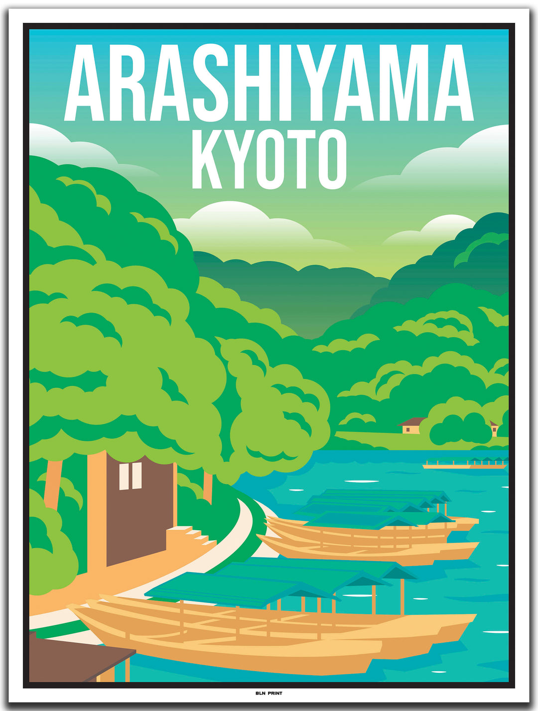 vintage travel poster kyoto #30x40cm-white-color-border