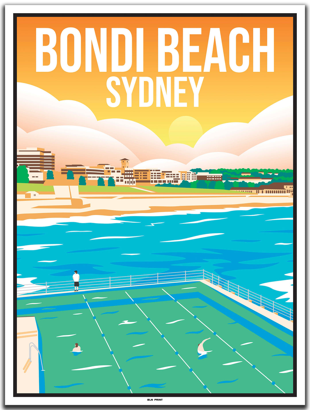 vintage travel poster sydney #30x40cm-white-color-border