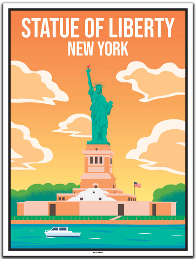 vintage kunstdruck travel poster Statue of Liberty New York City #30x40cm-weier-farbrand