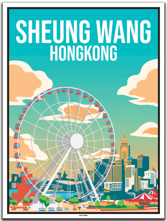 vintage travel poster hongkong #30x40cm-white-color-border