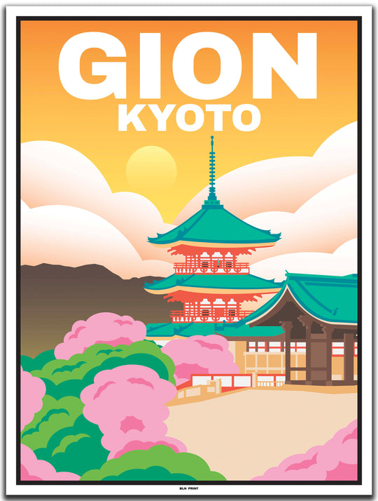 vintage travel poster kyoto #30x40cm-white-color-border