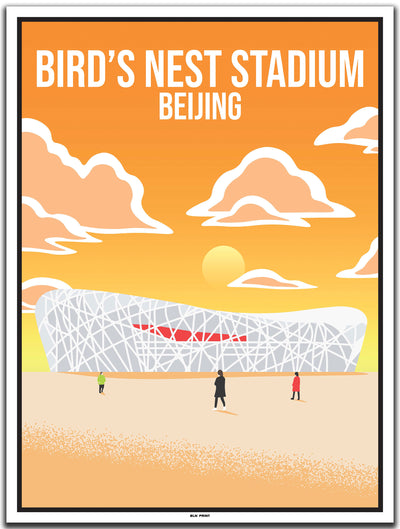 vintage kunstdruck travel poster Birds Nest Peking #30x40cm-weier-farbrand