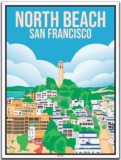 vintage kunstdruck travel poster North Beach Bridge San Fransisco #30x40cm-weier-farbrand