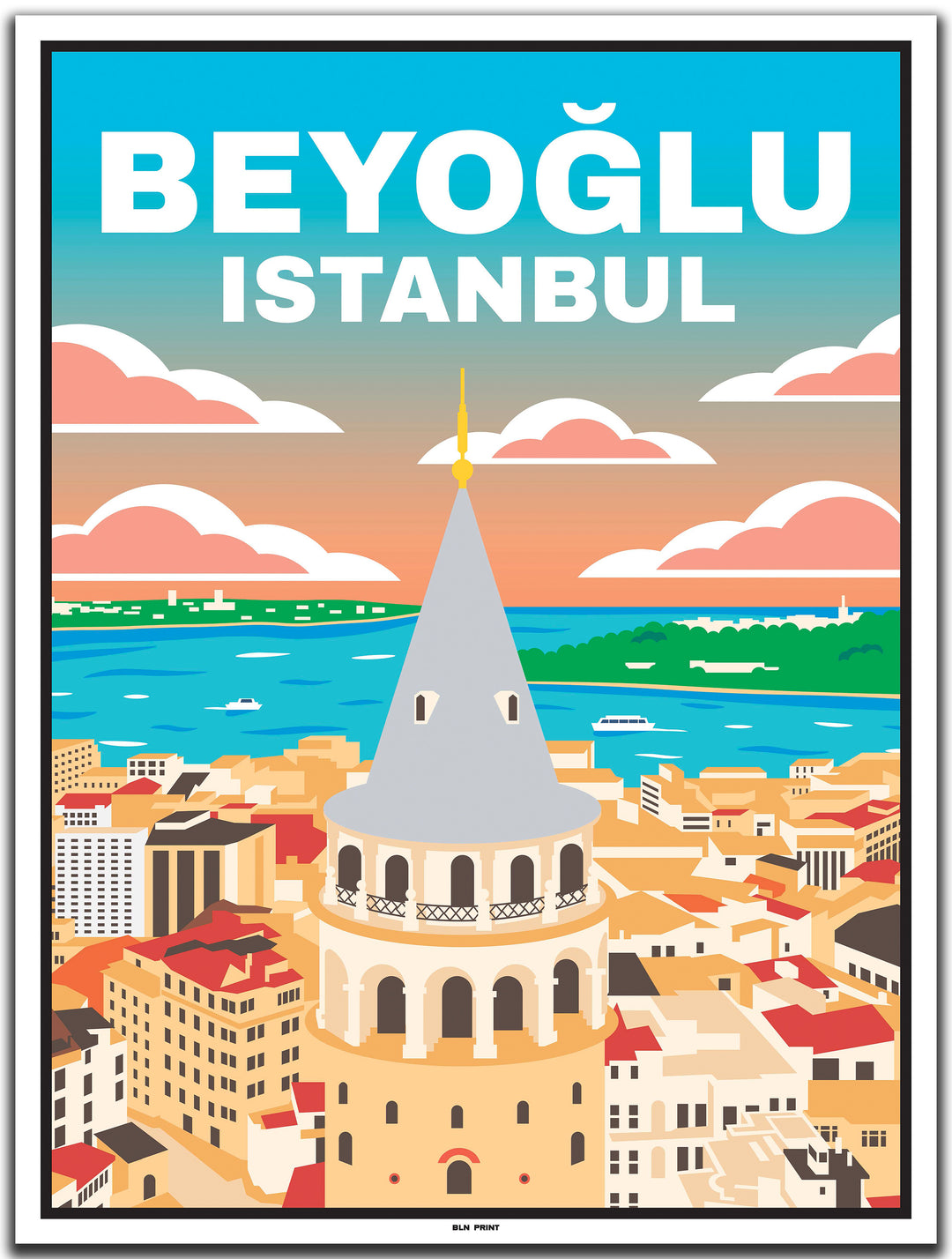 vintage kunstdruck travel poster Istanbul #30x40cm-weier-farbrand