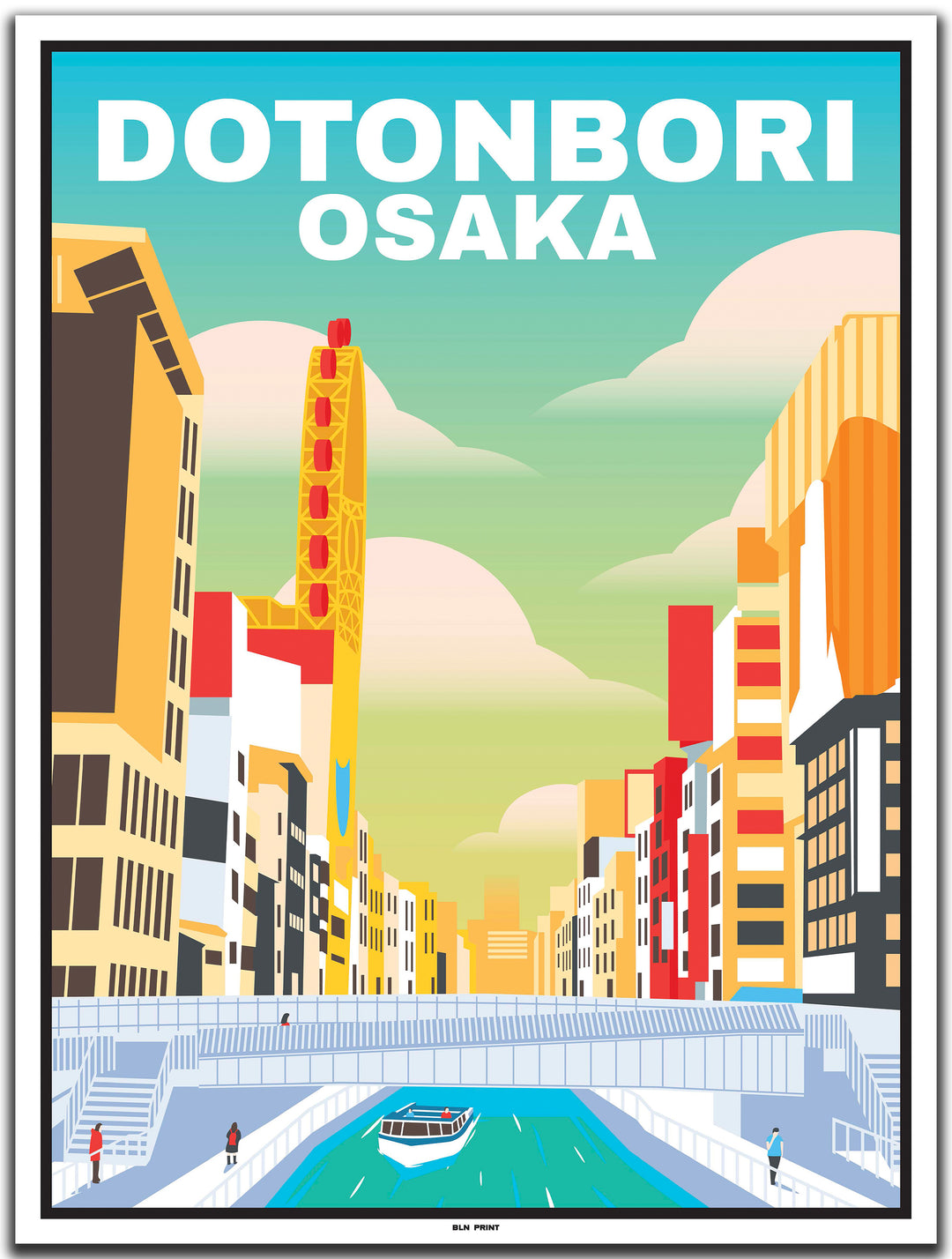 vintage travel poster osaka #30x40cm-white-color-border