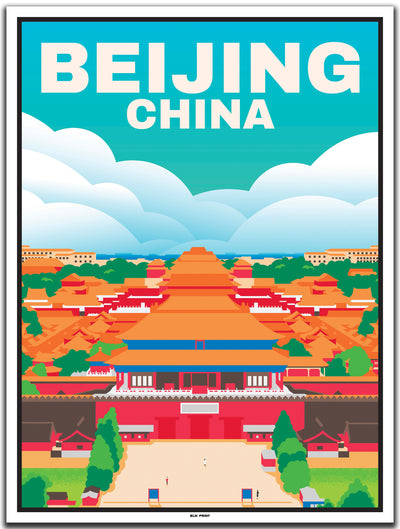 vintage kunstdruck travel poster Forbidden City Peking #30x40cm-weier-farbrand