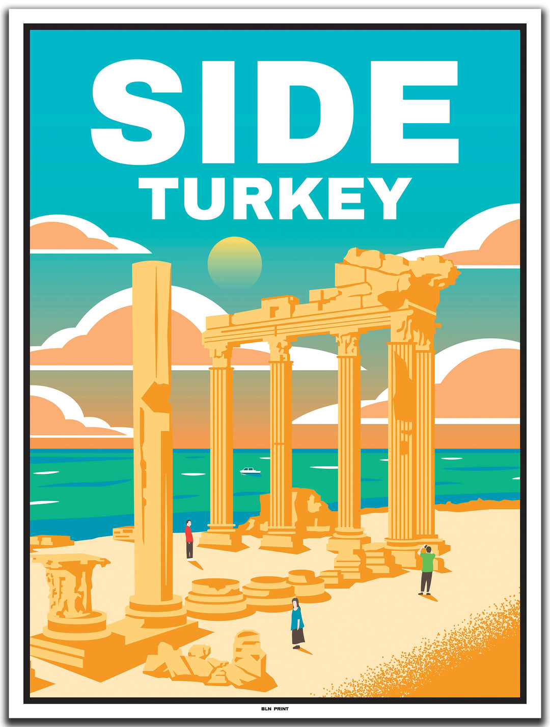 vintage kunstdruck travel poster antalya #30x40cm-weier-farbrand