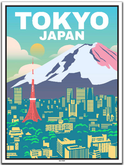 vintage travel poster tokyo #30x40cm-white-color-border
