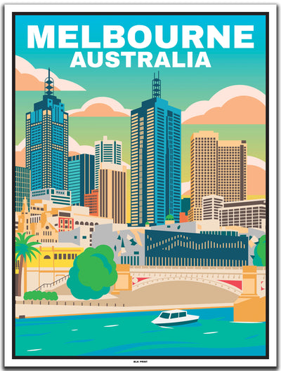 vintage kunstdruck travel poster Melbourne #30x40cm-weier-farbrand