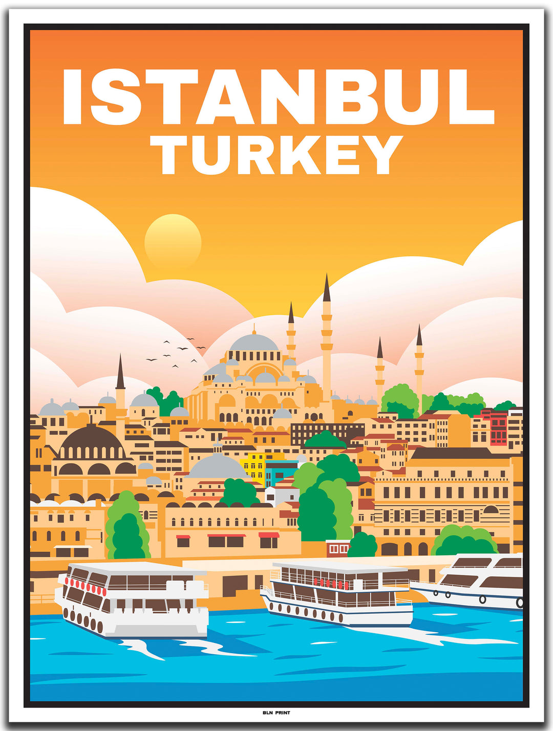 vintage kunstdruck travel poster Istanbul #30x40cm-weier-farbrand