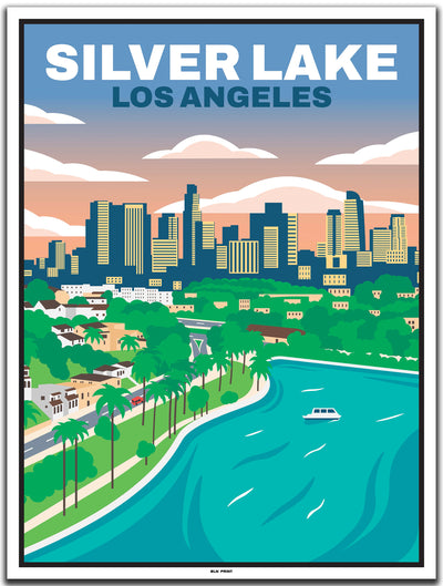 vintage kunstdruck travel poster silver lake Los Angeles #30x40cm-weier-farbrand
