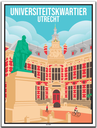 vintage kunstdruck travel poster Universiteitskwartier Utrecht #30x40cm-weier-farbrand