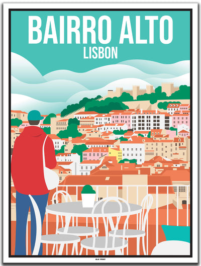 vintage kunstdruck poster Bairro Alto Lissabon #30x40cm-weier-farbrand