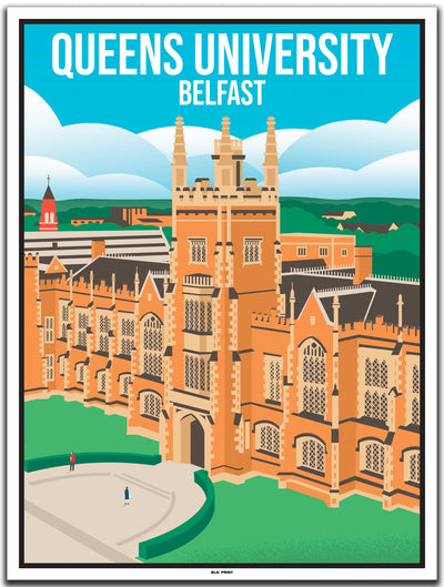 vintage kunstdruck travel poster Gaeltacht Queens University Belfast #30x40cm-weier-farbrand