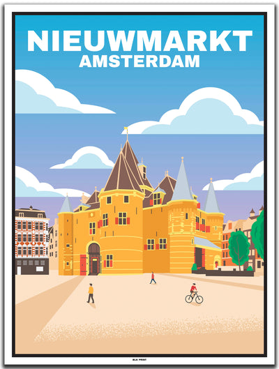 vintage kunstdruck travel poster Nieuwmarkt Amsterdam #30x40cm-weier-farbrand