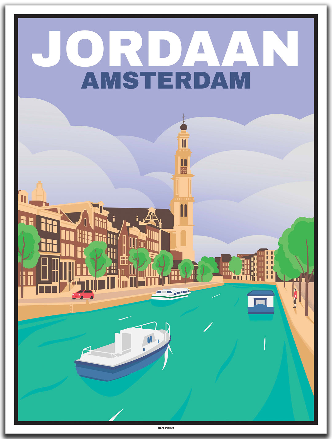 vintage travel poster amsterdam #30x40cm-white-color-border