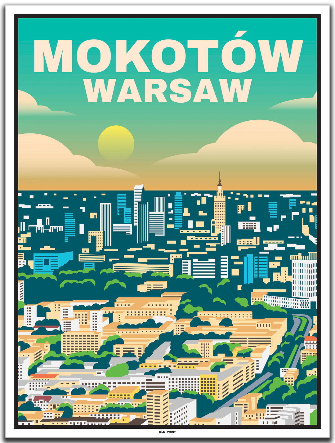 vintage travel poster warsaw #30x40cm-white-color-border