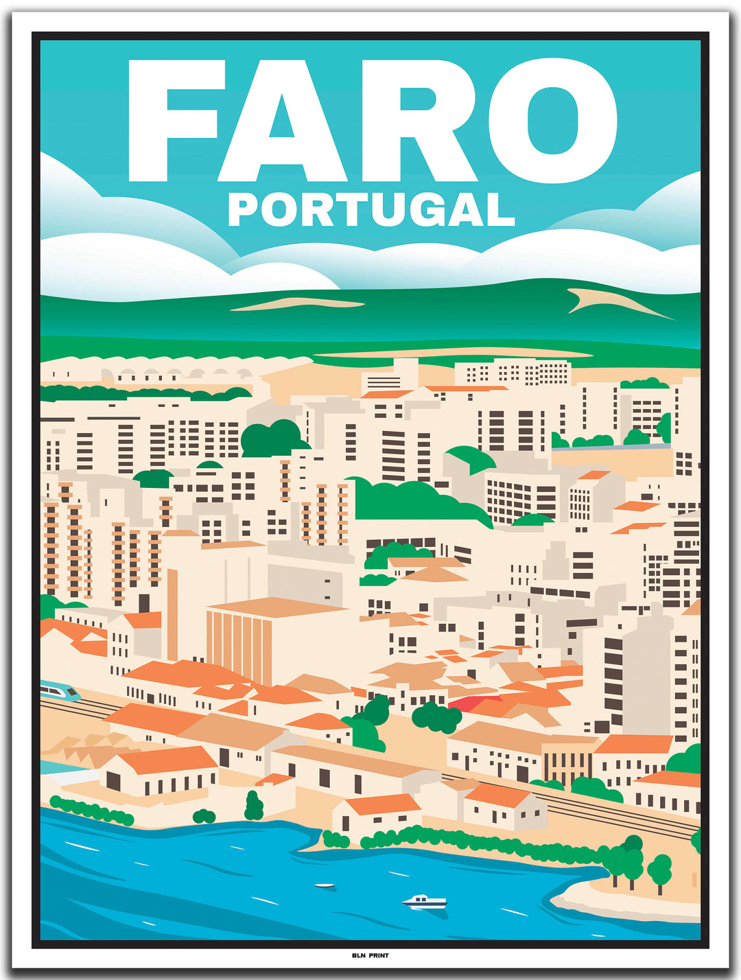 vintage travel poster algarve #30x40cm-white-color-border