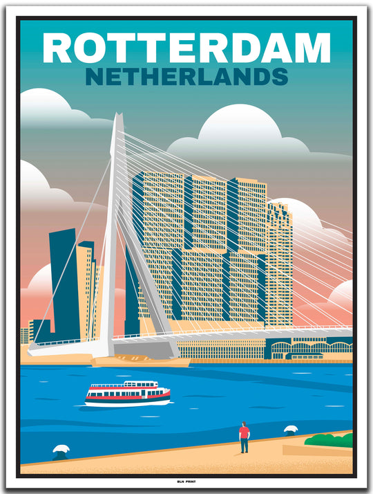 vintage kunstdruck travel poster rotterdam #30x40cm-weier-farbrand