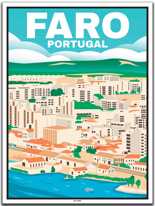 vintage kunstdruck travel poster Faro Algarve #30x40cm-weier-farbrand