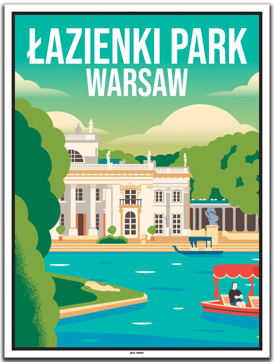 vintage travel poster warsaw #30x40cm-white-color-border